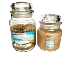 2 pc - Yankee Candle SUN & SAND  22 oz & 14.5 oz Preowned Free Shipping