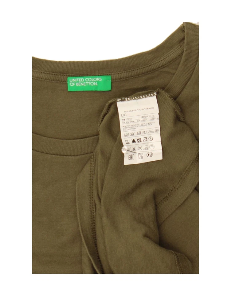 Camiseta Top Benetton Mujer Reino Unido 16 Grande Caqui Algodón BP08 Foto 3 de 3