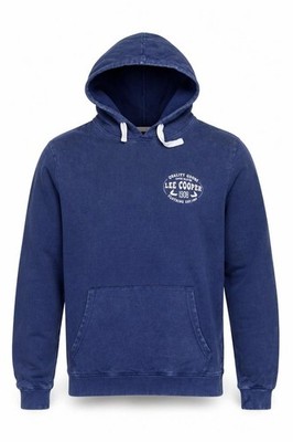 Lee Cooper Herren Pullover Hoodie Gr. XL Blau Grafikdruck Langarm Kapuze