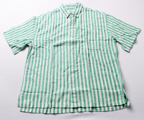 Gap Boys Kids Soft Linen-Cotton Relaxed Shirt AP2 Green Stripe Size: XL NWT