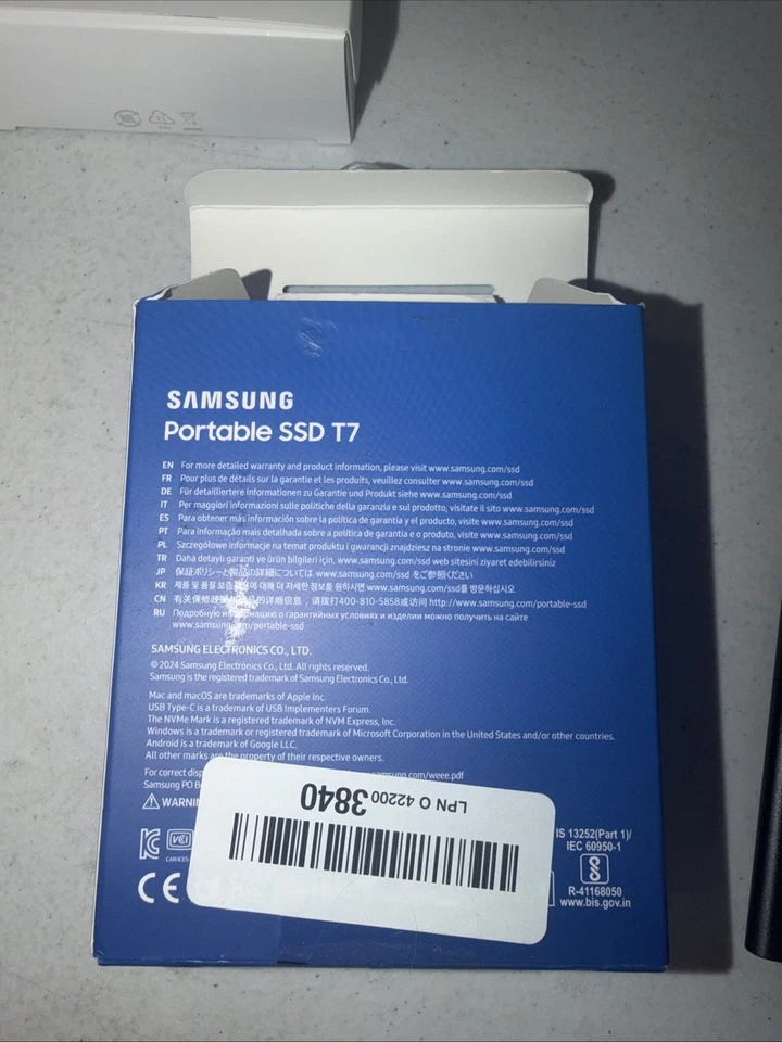 Samsung T7 Portable SSD 4TB, 1050MB/S External. - Open Box - Image 3 of 4
