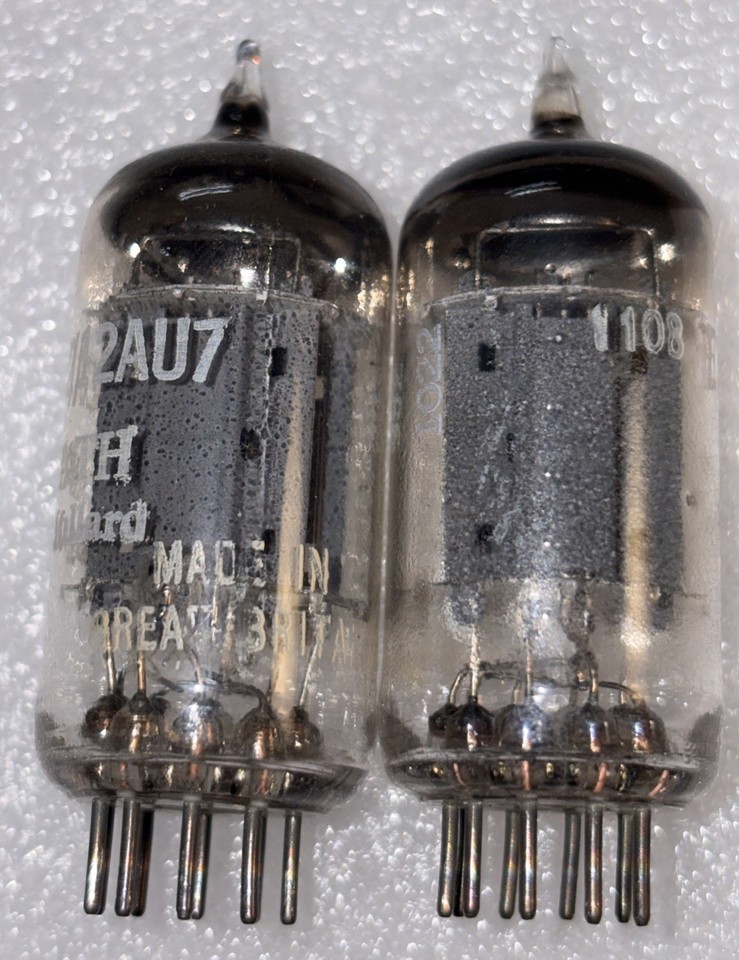 Pair Mullard Blackburn ECC82 12AU7 Goal Post Getter Tubes Amplitrex ...