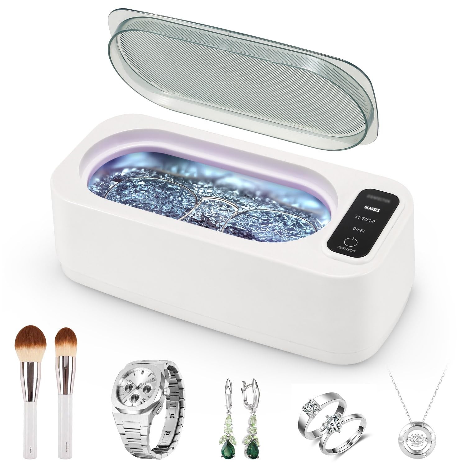 Ultrasonic Cleaner with 47KHz High Frequency - 24W Power, 3 Modes, 400ml Stai...