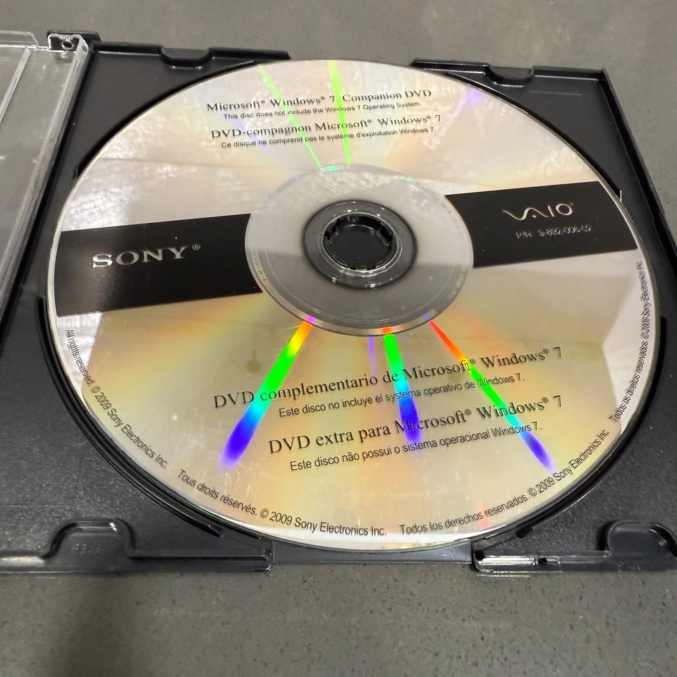 Sony VAIO Companion Recovery DVD Disk - Laptops with Windows 7 P/N 9-892-006-02 - Image 2 of 4