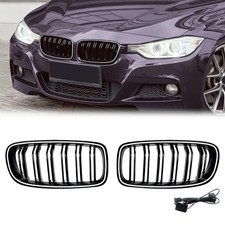 KÜHLERGRILL DOPPELSTEG GLANZ SCHWARZ FÜR BMW 3ER F30 F31 2011-2019 MIT LED-LICHT