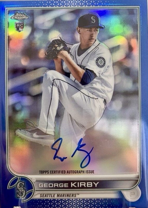 2022 Topps Chrome - Rookie Auto George Kirby #RA-GK Blue Refractor /150 (AU, RC)