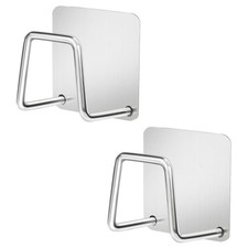 2 PCS Stainless Steel Sponge Holder Kitchen Sink Rustproof Adhesive Mount