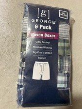 NWT GEORGE [g]  Size 3XL 48-50   6-Pack WOVEN BOXERS UNDERWEAR Cotton Blend