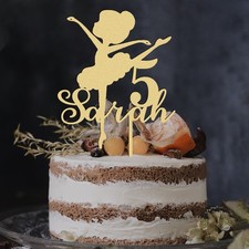 Ballet Birthday Wood Cake Topper Ballerina Dancer Theme Birthday Decor for Girl