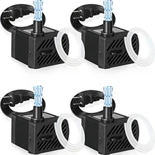 4 Set 50 GPH 3W Mini Submersible Water Pump Quiet Submersible Fountain Mini A...