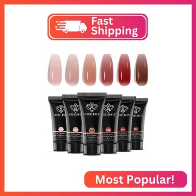 modelones Poly Nail Gel Set, 6 Colors Jelly Brown Skin Tones Neutral Transparent