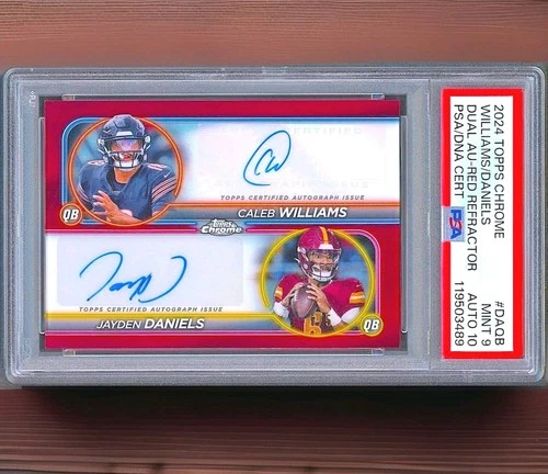2024 Topps Chrome - Caleb William, Jayden Daniels RC Auto Red Refractor /5 PSA 9