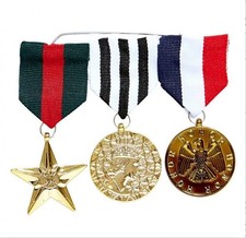 3 Medal of Honour Gold Medal Award Badge Military Officer