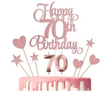 Happy 70th Birthday Cake Topper Rose Gold