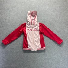 Vintage Adidas Track Jacket Girls 6 Pink Color Block Spellout Hooded Y2K