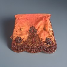 Orange Ombr  Beaded Embroidered Dupatta/Sari 65  x17  