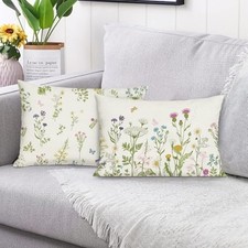 Spring Wildflowers Lumbar Pillow Covers 12 x 20 20" x 12" Pack of 2 Flower-3