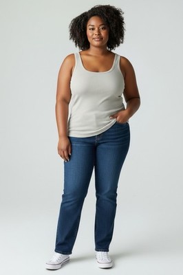 White Ribbed Tank Top Size 2XL