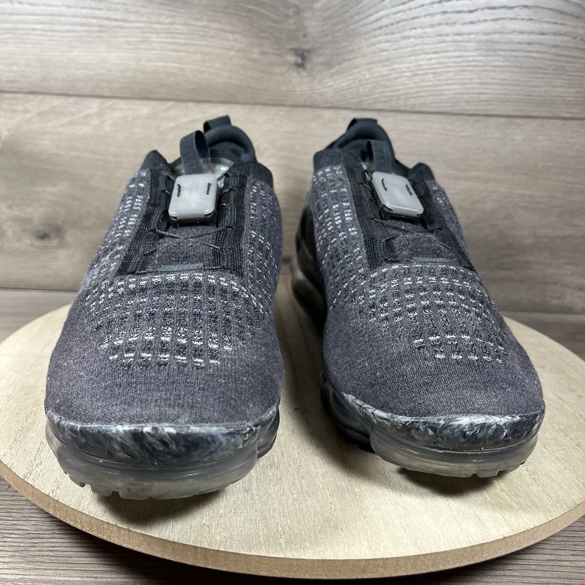 NIKE Air VaporMax Flyknit Black Gray Shoes LACE LOCK CJ6740