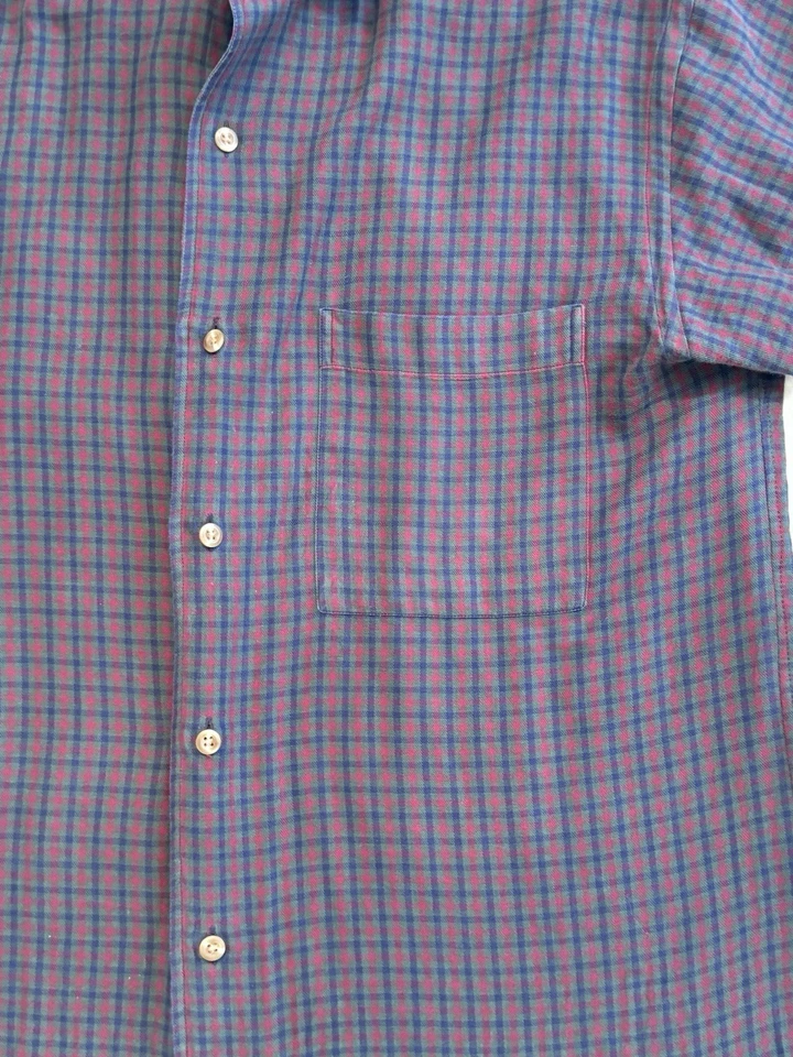 Camisa de vestir mediana Paul Stuart para hombre hecha en Italia algodón a cuadros Foto 2 de 4