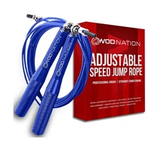 WOD Nation Adjustable Jump Rope - Blue, 10 ft Adjustable Length - H... Fast Ship