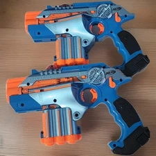 Hasbro Nerf Phoenix LTX Blue Pair Lazer Tag Toy Blaster Pistols Tested
