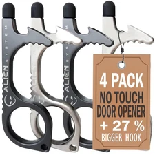 No Touch Door Opener tool 4 Pack - Premium keychain multitool - Hygienic Touc...