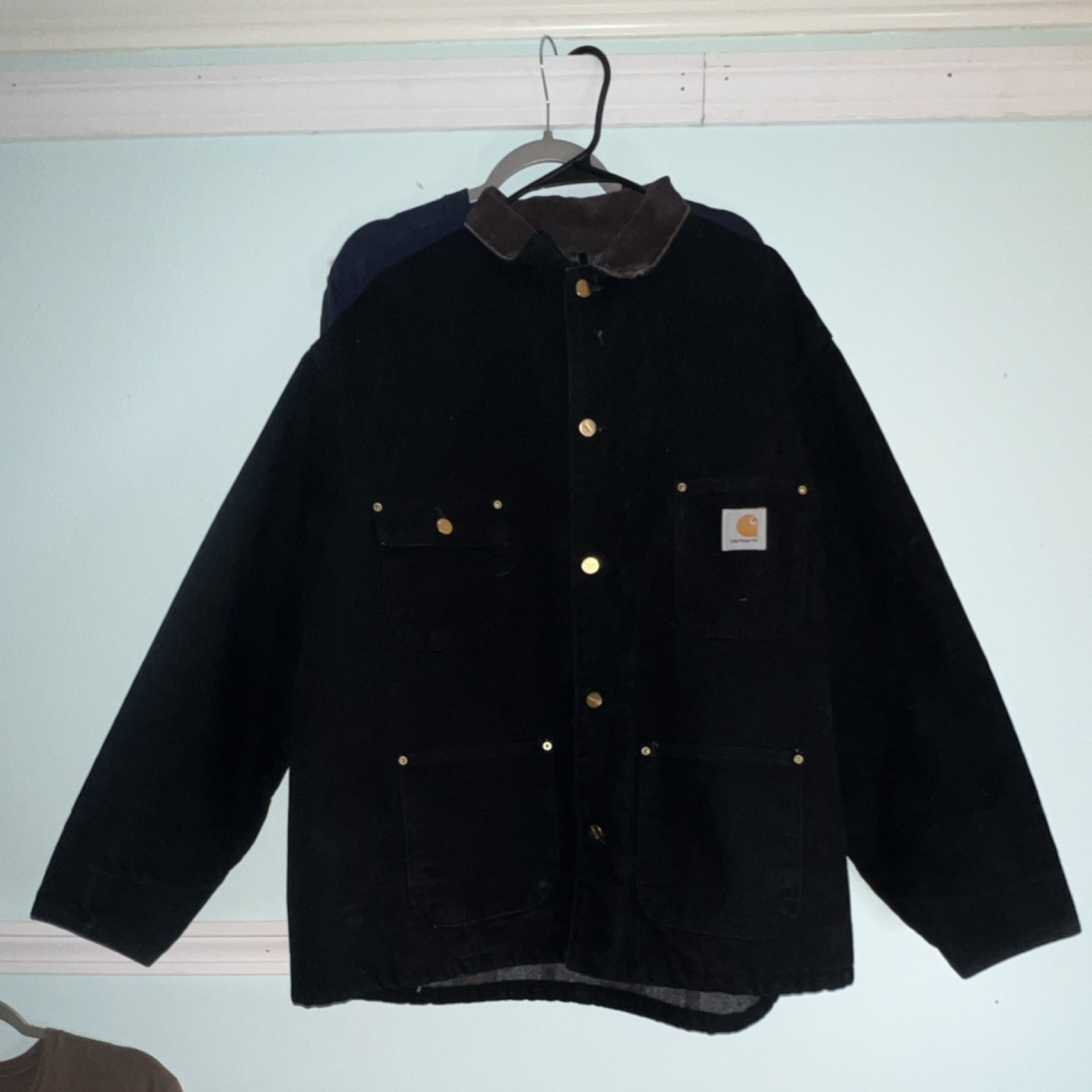 Carhartt Black Button Work Jacket Lined Collared … - image 1