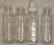  4 Vintage Glass Baby Bottles 8oz