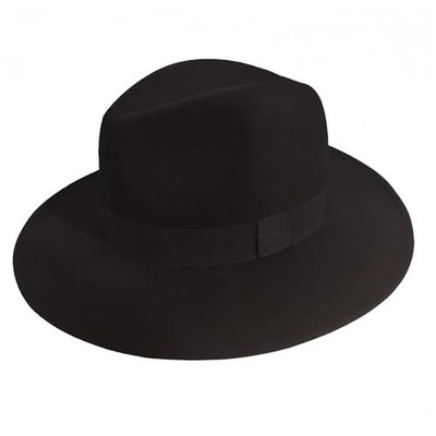 CLASSIC FEDORA HATS FOR MEN & WOMEN WIDE BRIM FELT PANAMA DRESS HAT BLACK FEDORA Classic Fedora Hats for Men & Women Wide Brim Felt Hat  main image 3