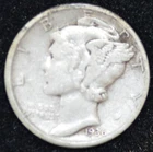 1936 FINE Mercury Dime, 90% SILVER!