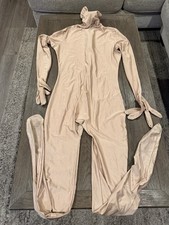 Mens Full Body Zentai Shiny Spandex Suit Bodysuit Gold XL