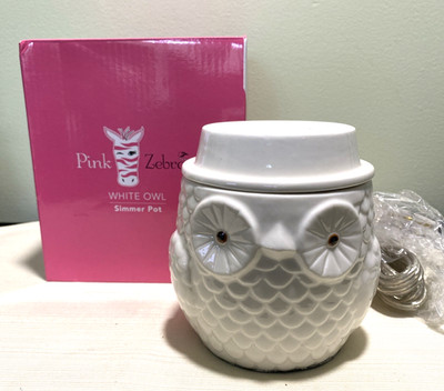 Pink Zebra White Owl Simmer Pot Ceramic Electric Home Fragrance @3