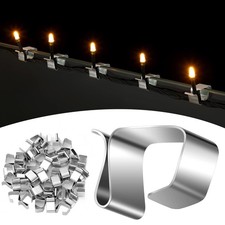 50 Pcs Lights Gutter Hook Clips for Hanging Outdoor 14 x 11 mm, Silver