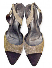 Iconic Vintage Chanel Two-Tone Slingback pumps Size - 6 ,RRP £1,299,Read Desc