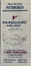 Vanguard Airlines Timetable - Nov 1997