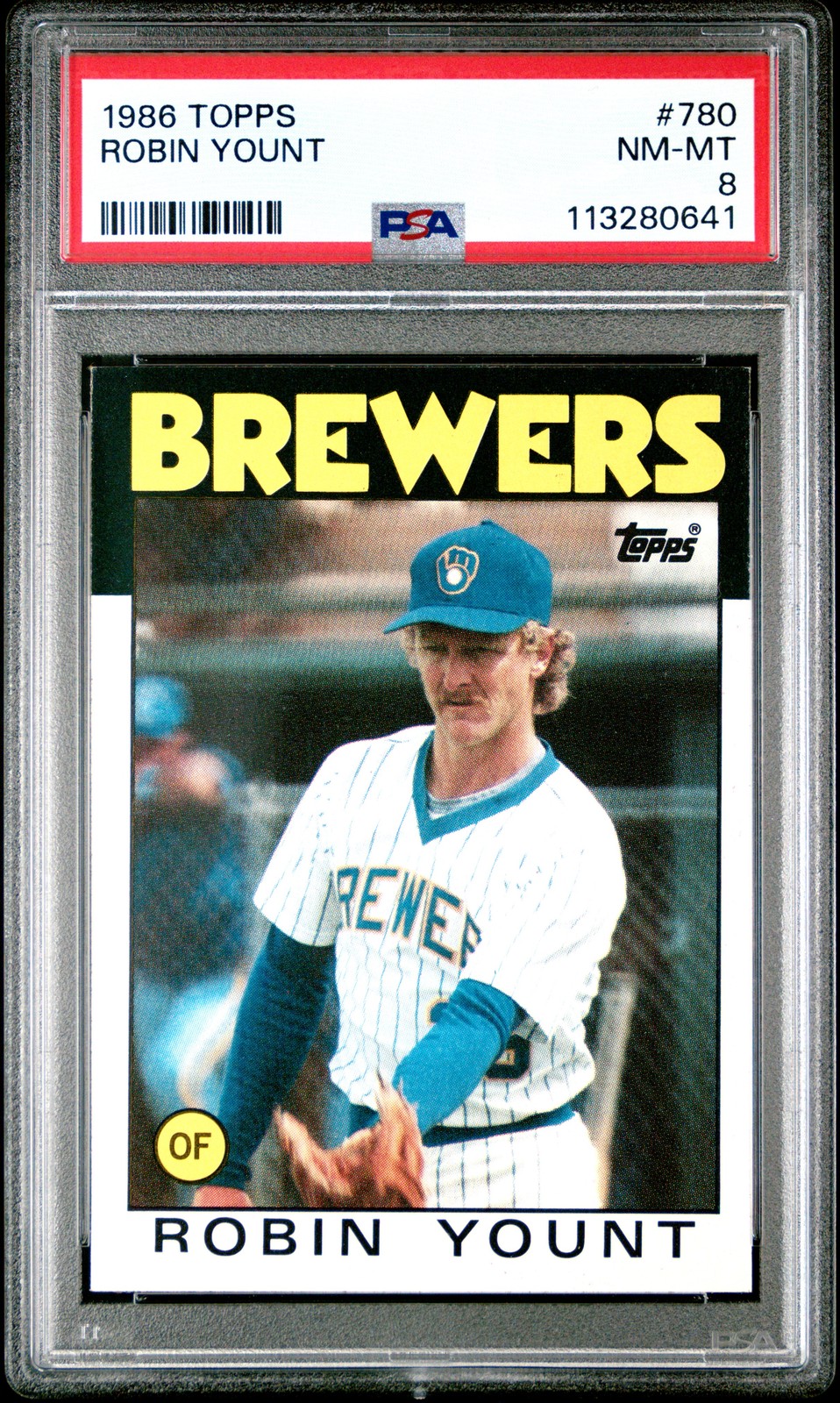 1986 TOPPS #780 ROBIN YOUNT PSA 8