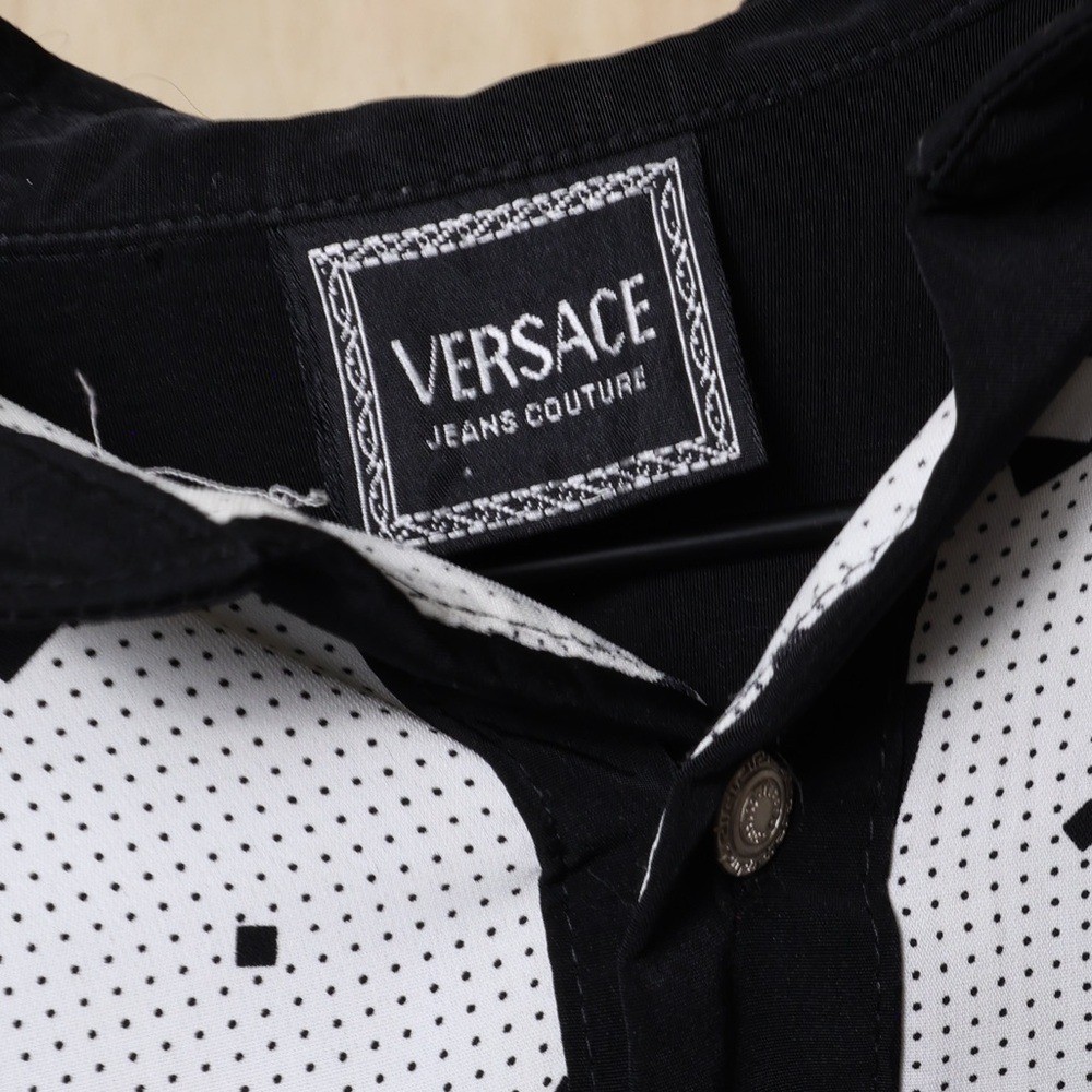 Vintage 90s Versace Patterned Button Down Blouse … - image 4