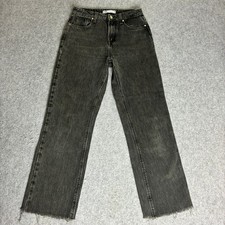 Zara Size 6 26x27 Premium Denim High Waisted Straight Leg Jeans Faded Black