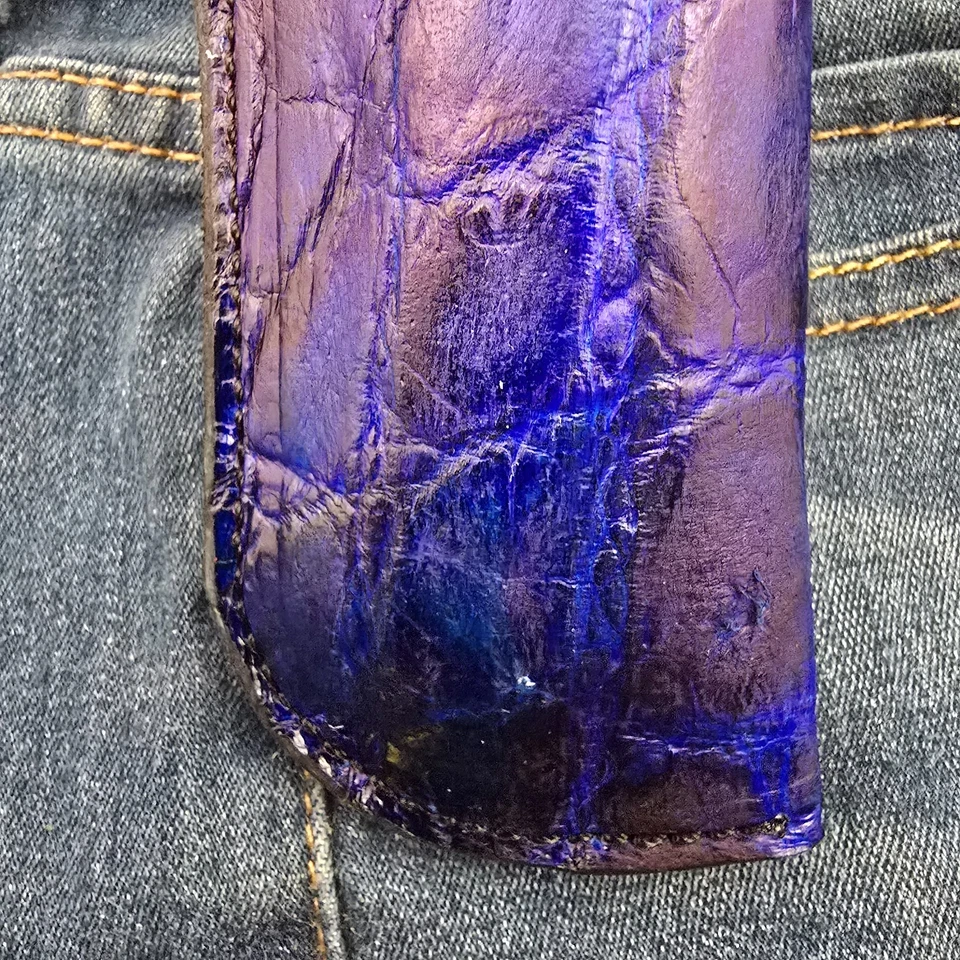 Funda de cuero Buck 110 piel de cocodrilo estuche hecho a mano 6265 cuchillo azul cuchillo caimán Foto 4 de 4