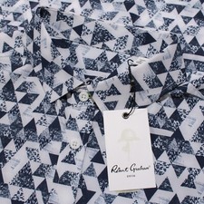 Robert Graham NWT Stamos Short Sleeve Casual Button Down Shirt Size L Blue/White