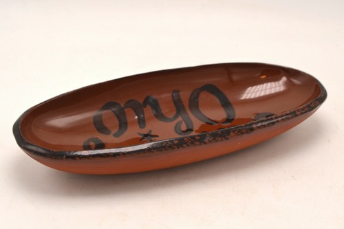 Findlay Ohio Script Liberty Pottery Becky Roscoe Village Shallow Oval Bowl 2005 - Picture 5 of 7