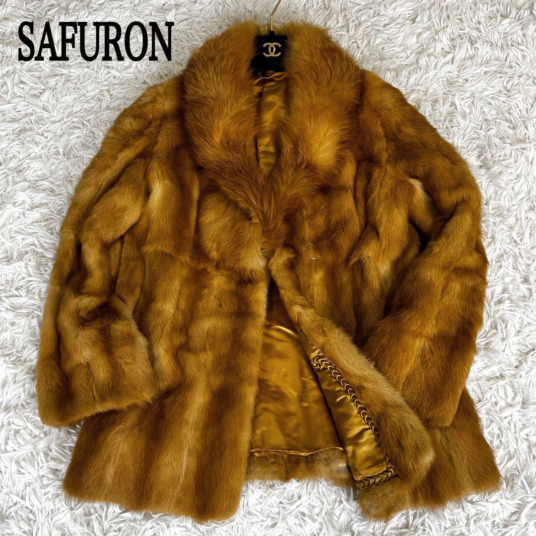 Luxury Saffron Safuron Fur Coat Jacket With Pocket 13 size Luxury Saffron Safuron Fur Coat Jacket With Pocket 13 size