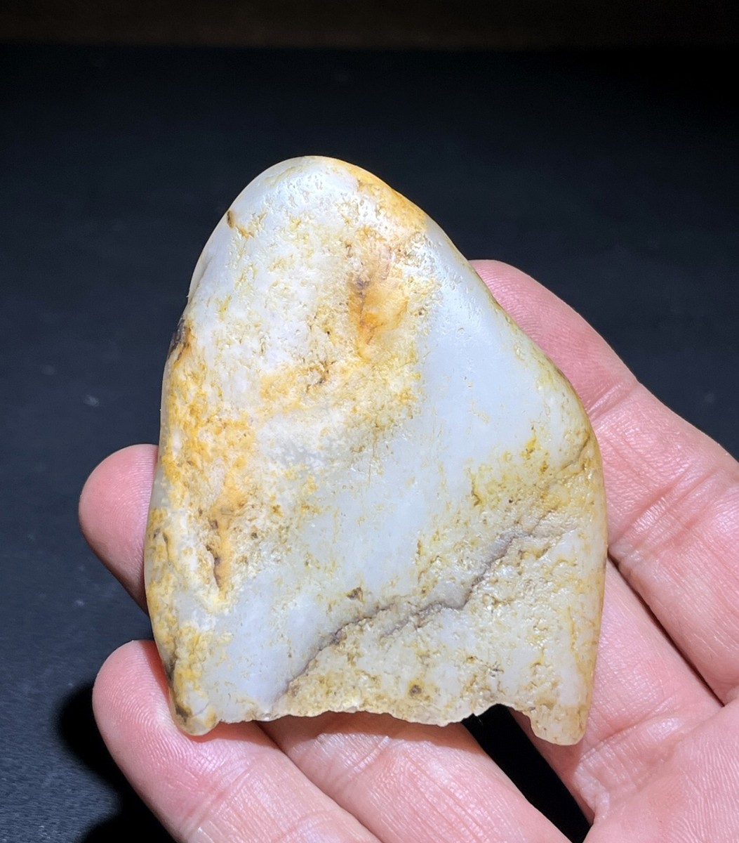 Hetian jade from Ruoqiang, 田玉新疆若羌黄口天 68G Certified 100% Natural Hetian jade(Nephrite) Raw stone 和田玉