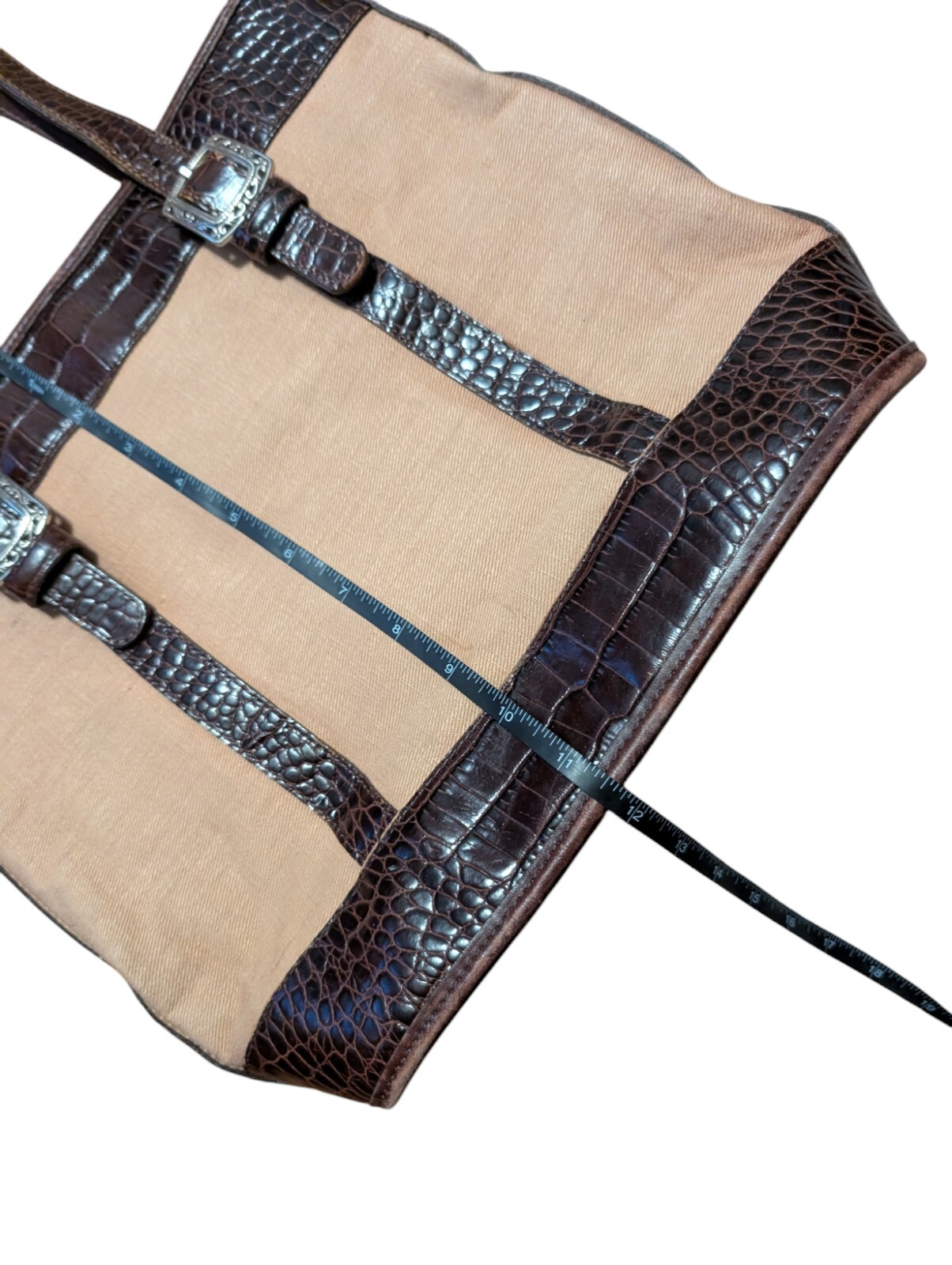 PONY Borsa a mano grande vintage BRIGHTON tela pelle borsa fibbie argento