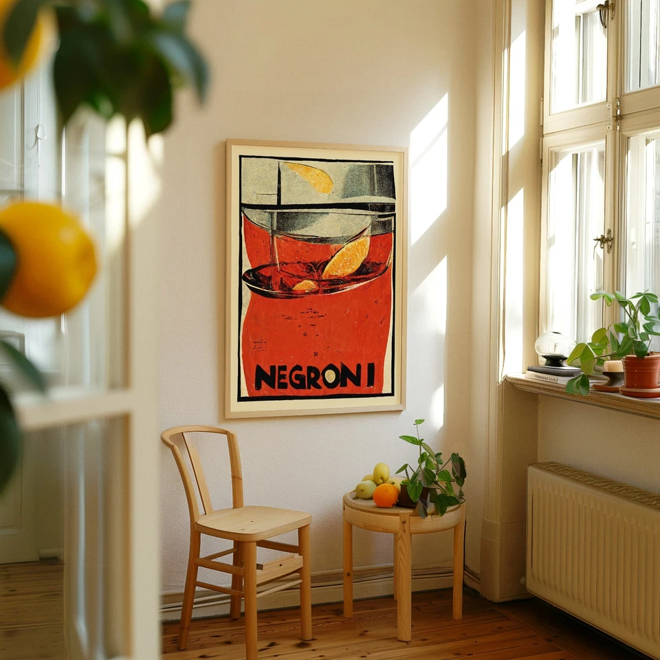 Современный плакат середины века Negroni | винтажная реклама ликера | настенное искусство ретро-бара - Изображение 3 из 4