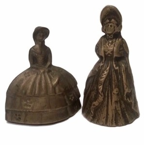 Antique Brass Figural Lady Bells
