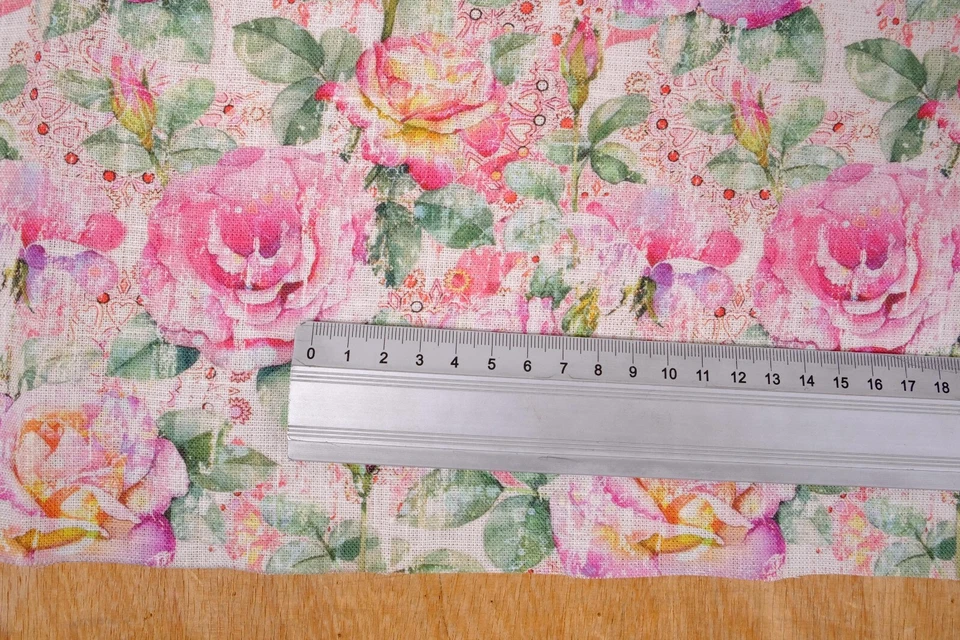 Pure 100% linen flower Soft Fabric 180gsm Flax Clothing fashion floral roses - Image 4 of 4