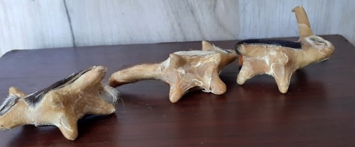Lot of 3 Rare Vintage Tiny Animal Figurines Real Fur Hair Handcrafted - Picture 5 of 5