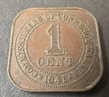 1941 1 Cent Malaya Coin Ungraded (Lot 1217)